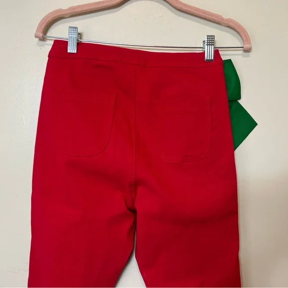 Judith March Red Flare Pants with Green Side Bow. Medium. NWOT - Picture 9 of 9